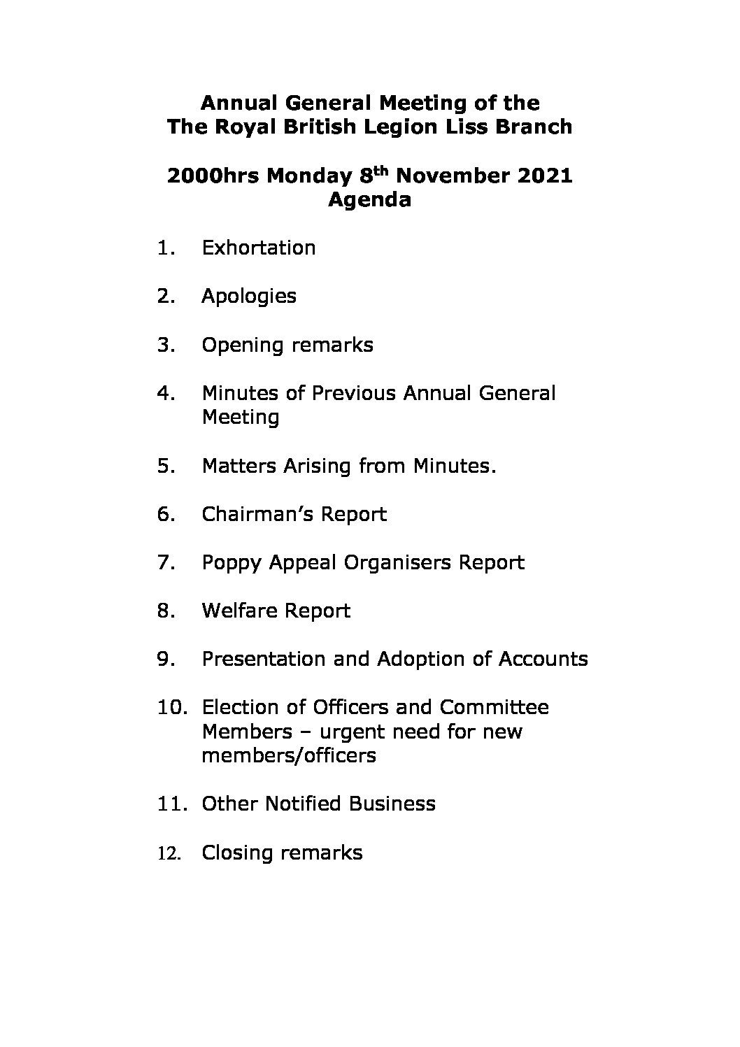 20211031 br agm 8 Nov 21 agenda